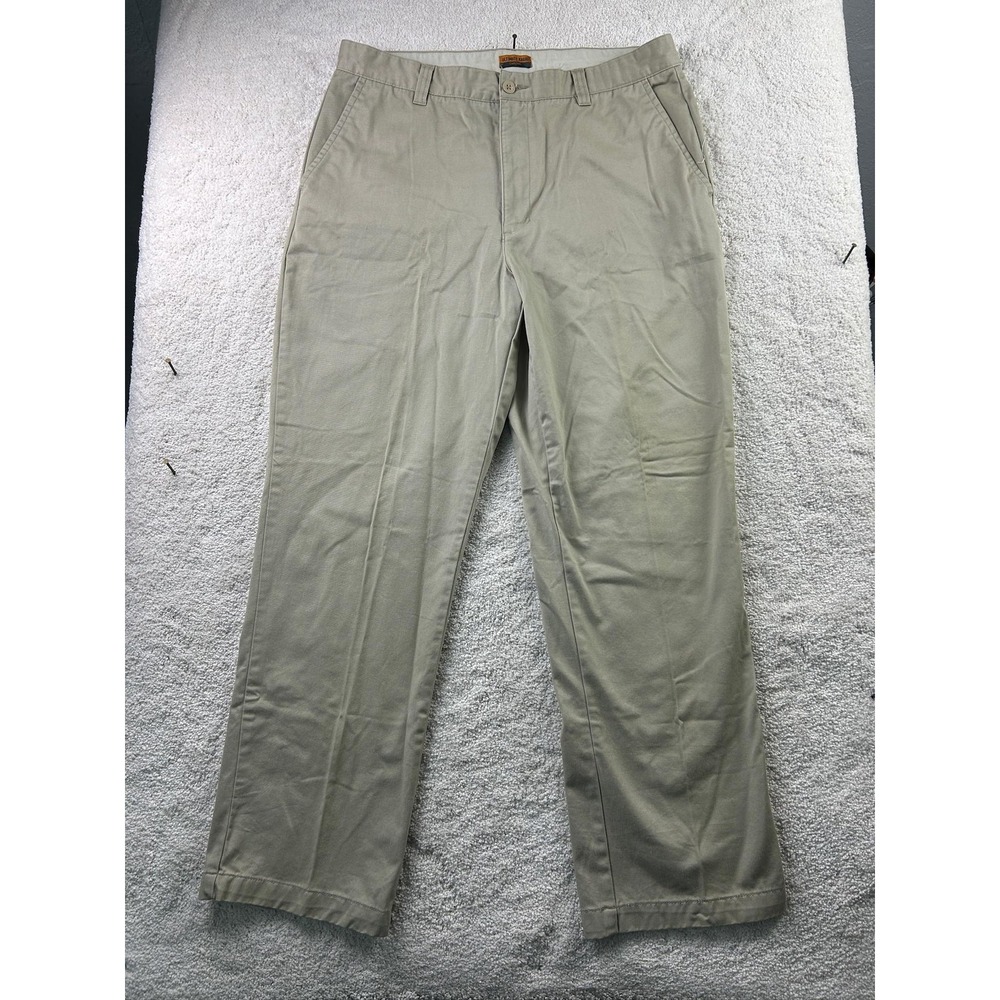Cherokee Ultimate Khaki Pants‎ Mens 38x32 Beige Flat Front Casual 100% Cotton
